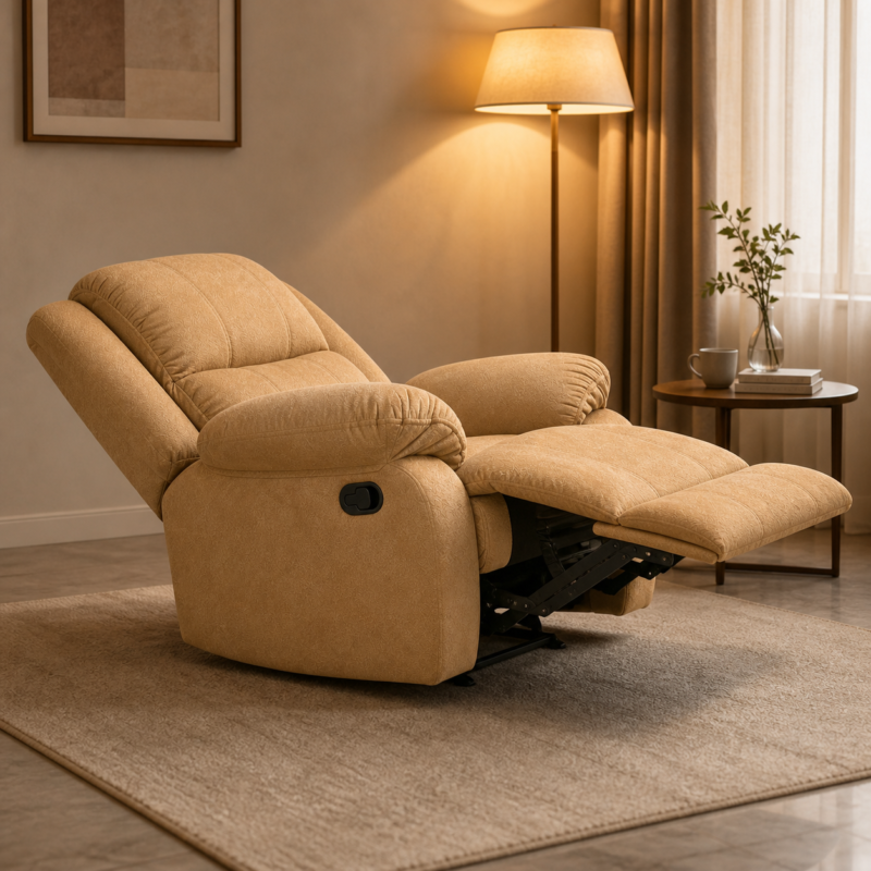 Beige Plush Recliner Chair