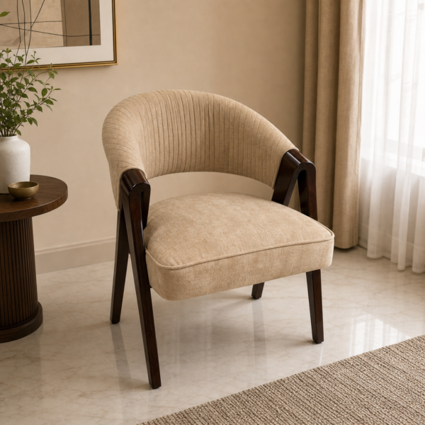 Beige Channel Back Accent Chair