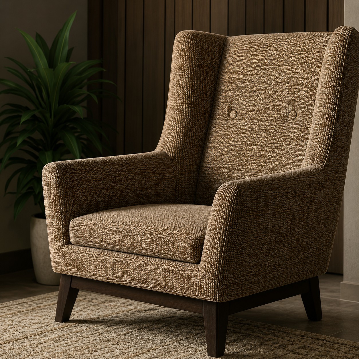 Upholstered armchair in a living room